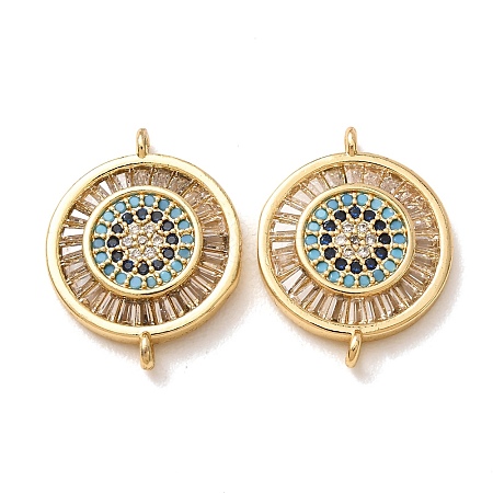 Brass Micro Pave Cubic Zirconia Connector Charms CU-CBA4579-03G-D-1