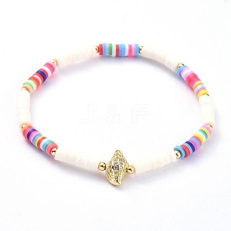 Handmade Polymer Clay Heishi Bead Stretch Bracelets BJEW-JB05078-01-1