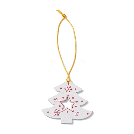 Christmas Wood Christmas Tree Pendant Decorations HJEW-JM02166-03-1