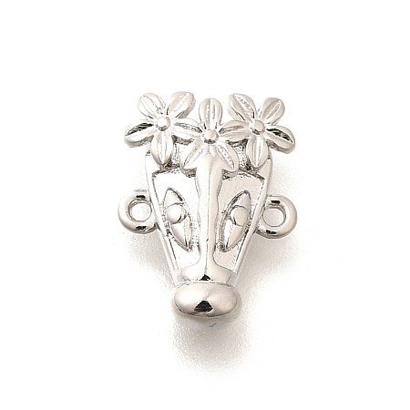 Rack Plating Brass Flower Animal Connector Charms KK-L225-027P-1