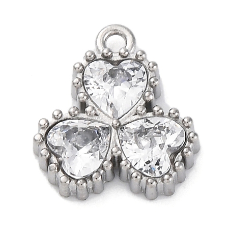 Ion Plating(IP) 304 Stainless Steel Cubic Zirconia Pendants STAS-R141-05P-03-1