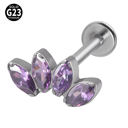 G23 Titanium with Cubic Zirconia Threadless Labrets WGA6216-18-1