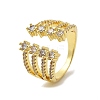 Brass Micro Pave Cubic Zirconia Cuff Rings for Women RJEW-P129-04G-2