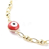 Brass Enamel Evil Eye Link Chain Bracelets BJEW-JB06183-4