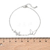 Brass Micro Pave Clear Cubic Zirconia White Butterfly Link Bracelets KK-CBA6980-21P-5