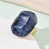 Natural Sodalite & Alloy Finger Rings for Women RJEW-G375-01G-07-3