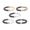 Natural Lava Rock & Gemstone Stretch Bracelet with Alloy Jesus Beads BJEW-JB08013-1