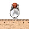 Natural Red Jasper Wings Adjustable Rings RJEW-K241-04AS-10-5