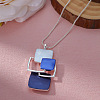Multi Square Brass Blue Enamel Pendant Necklaces for Women FS-WG21173-01-5