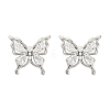 Butterfly Brass Micro Pave Cubic Zirconia Stud Earrings EJEW-M082-17P-02-2