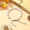 Natural Howlite Round & Cross Braided Bead Bracelets BJEW-TA00321-03-4