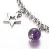 Moon & Star Stainless Steel Gemstone Charm Bracelets BJEW-JB01935-03-3