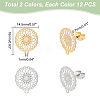 Unicraftale 24Pcs 2 Colors 304 Stainless Steel Stud Earring Findings STAS-UN0040-82-4