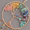 7 Chakra Copper Wire Wrapped Natural & Synthetic Mixed Stone Chips Tree of Life Suncatchers HJEW-F027-06-3