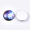 Starry Sky Pattern Printed Glass Cabochons GGLA-N004-25mm-D57-2