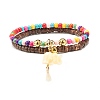 Elephant with Tassel Charm Bracelets Set for Women BJEW-JB07126-1