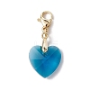 Glass Heart Pendant Decoration HJEW-JM01414-01-4