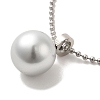 Natural Pearl Round Pendant Necklace with 304 Stainless Steel Ball Chains NJEW-K255-01P-2