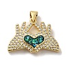 Rack Plating Brass Micro Pave Cubic Zirconia Pendants KK-D088-01G-2
