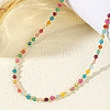 Colorful Natural Stone & Brass Beaded Necklaces FQ1853-2