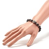Natural Lava Rock Round Beads Stretch Bracelet BJEW-JB07477-3