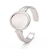 Non-Tarnish 304 Stainless Steel Oval Watch Shape Open Cuff Ring for Women RJEW-C025-04P-1