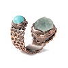 Natural Fluorite & Synthetic Turquoise Open Cuff Ring RJEW-I082-09R-4