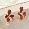 Brass Enamel Stud Earrings for Women KK-CBA760A-11G-06-2
