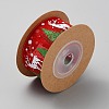 5 Yards Christmas Tree & Deer Printed Polyester Ribbon SRIB-WH0072-05B-1
