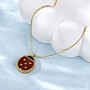 304 Stainless Steel Dark Red Enamel Ladybug Pendant Cardano Chain Necklaces for Women NJEW-U032-07G-02-3