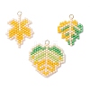 3Pcs 3 Styles Glass Seed Beaded Maple Leaf Pendants PALLOY-MZ00889-1