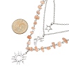 201 Stainless Steel Sun Moon Star Pendant Natural Sunstone & 304 Stainless Steel Link Chain 3 Layer Necklaces for Women NJEW-JN05470-01-3