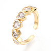 Brass Micro Pave Clear Cubic Zirconia Cuff Rings for Women KK-T074-14G-4