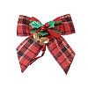 Linen Tartan Pattern Bowknot with Bell Pendant Decoration XMAS-PW0001-062A-02-1