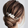 Copper Wire and ABS Imitation Pearl Hair Combs Sets for Women Girls OHAR-CY0001-20-6