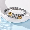 304 Stainless Steel Torque Bangles for Women BJEW-P310-25GP01-2