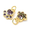 Brass Pave Cubic Zirconia Paw Print Charms KK-I355-17G-02-2