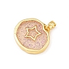 Transparent Epoxy Resin Brass Pendants KK-B163-01G-04-2