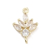 Brass Pave Clear Cubic Zirconia Leaf Links Connector Charms LS-KK-Z061-02G-01-1