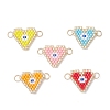 Glass Seed Beaded Evil Eye Heart Links Connector Charms PALLOY-MZ01048-1