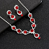 Flower Brass Rhinestone Pendant Necklaces & Stud Dangle Earrings Sets FS-WG6EF02-03-1