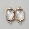 Brass Pave Clear Glass Connector Charms LS-FIND-WH0202-01-1