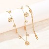 Saint Patrick's Day 304 Stainless Steel Crystal Rhinestone Flat Round and Clover Tassel Bib Necklaces for Women NJEW-A064-01G-3
