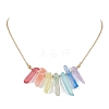 Dyed Colorful Natural Quartz Crystal Bullet Pendant Necklaces NJEW-JN04622-4