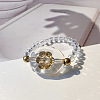 Golden Metal Enlaced Handmade Lampwork & 201 Stainless Steel Beaded Finger Rings WG11B30-01-1