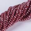 Electroplate Glass Beads Strands GLAA-F077-PL05-1