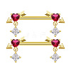 Brass Micro Pave Camellia Cubic Zirconia Heart Nipple Barbells WG21F93-10-1