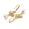Butterfly with Imitation Pearl Beads Sparkling Cubic Zirconia Dangle Earrings for Her ZIRC-C025-31G-2