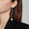 Brass Rhinestone Strass Chains Dangle Stud Earrings EJEW-TA00195-4