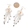 304 Stainless Steel Dyed Synthetic Turquoise & Natural Black Onyx & Glass Seed Beaded Dangle Earrings EJEW-MZ00530-02-4